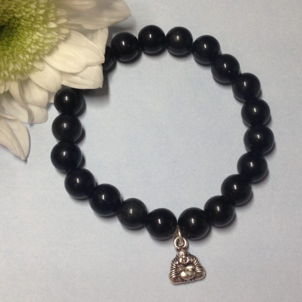 Black Obsidian Elastic Customisable Charm Bracelet