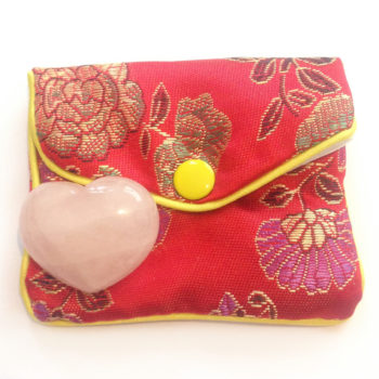 Rose Quartz heart crystal with gift bag