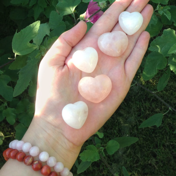 Small and Large Rose Quartz Heart Crystals
