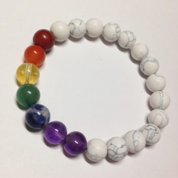 White Howlite rainbow elastic bracelet without charm