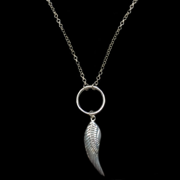 Angel Wing Circle of Karma Handmade 925 Sterling Silver Necklace