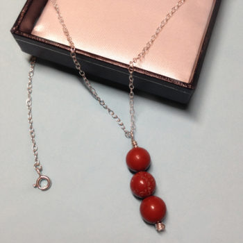 Red Jasper triple bead 925 sterling silver necklace