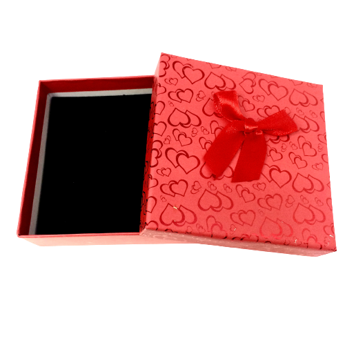 Red Heart Patterned Bracelet Box
