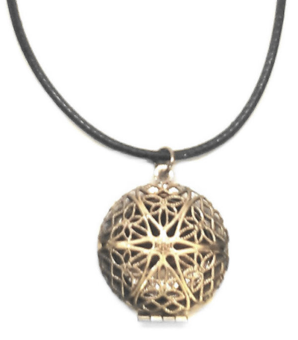 Bronze locket black cord necklace