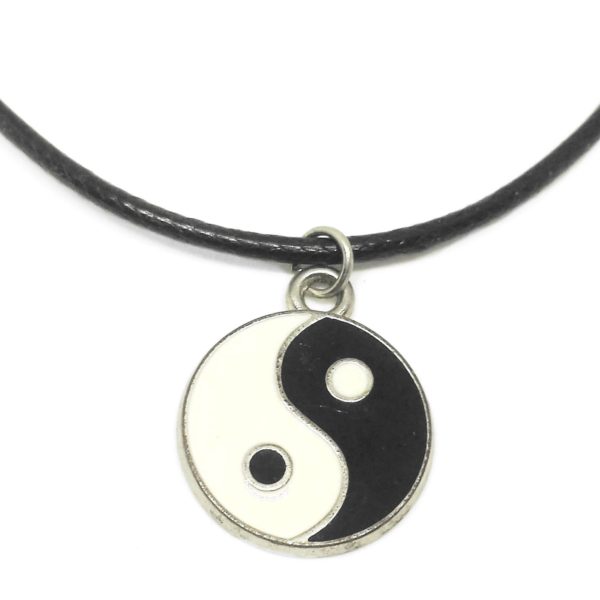 Yin Yang black cord necklace
