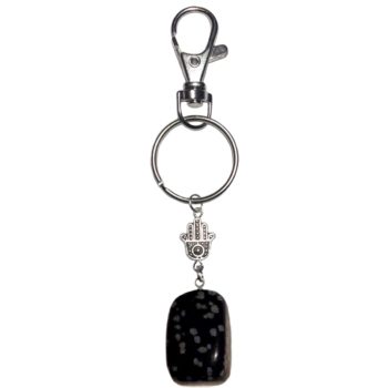 Snowflake Obsidian pendant and Hand of Fatima keyring