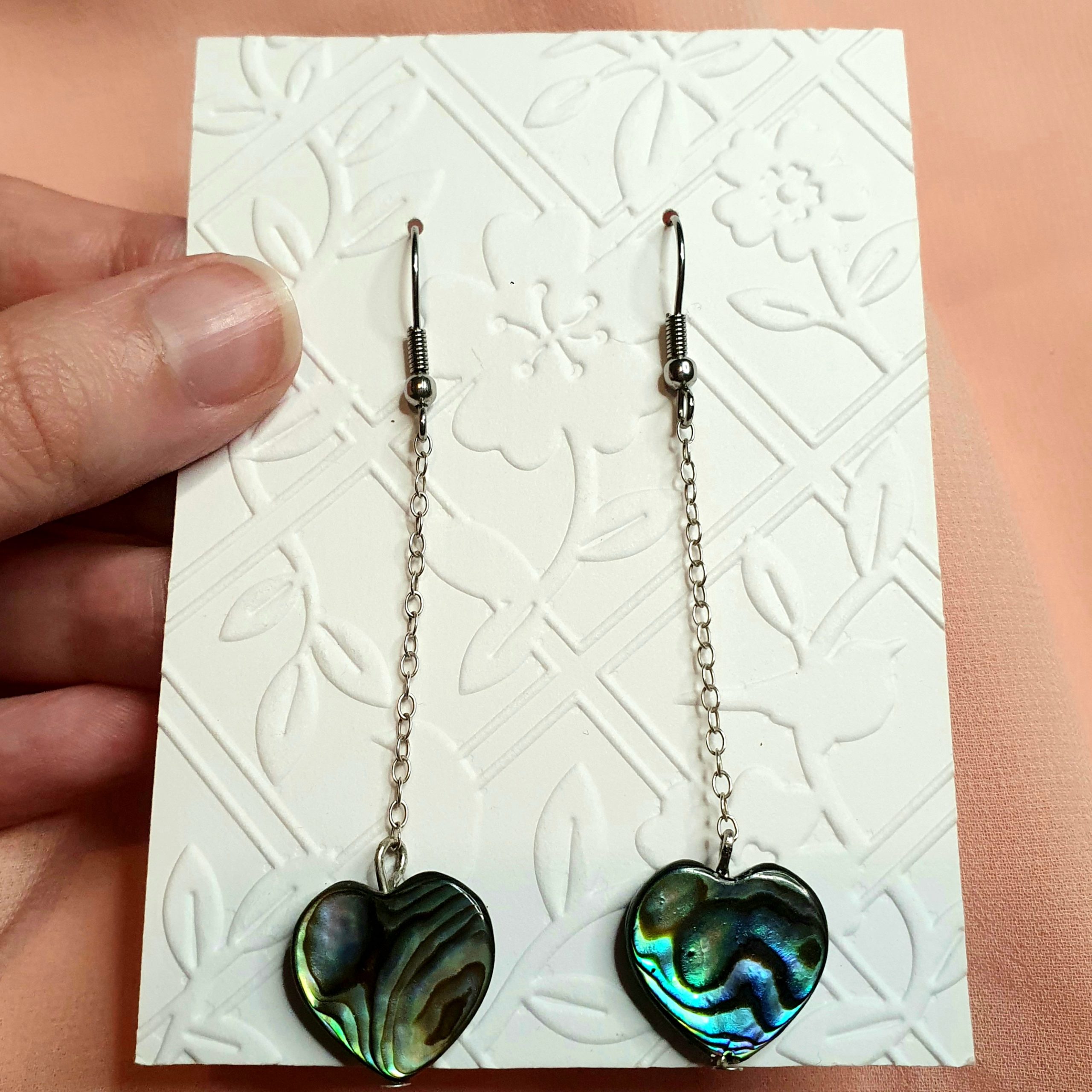 Abalone Shell Heart Earrings