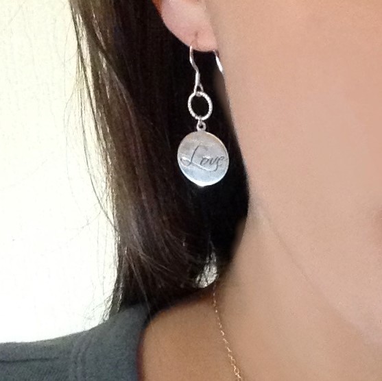 Love pendant 925 sterling silver circular earrings
