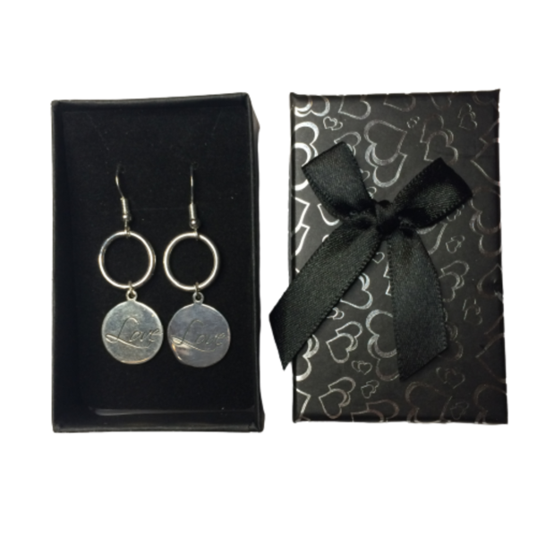 Love pendant 925 sterling silver circular earrings
