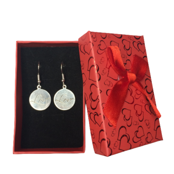 Love Pendant earrings handmade 925 sterling silver earrings in gift box