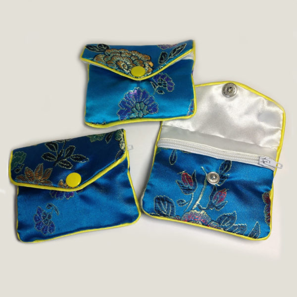 Small jewellery bags - blue zipped pouches