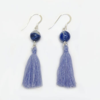 Sodalite gemstone bead tassel earrings