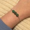 Aventurine Chain Bracelet. 3 amethyst crystal beads with 925 Sterling Silver chain and clasp