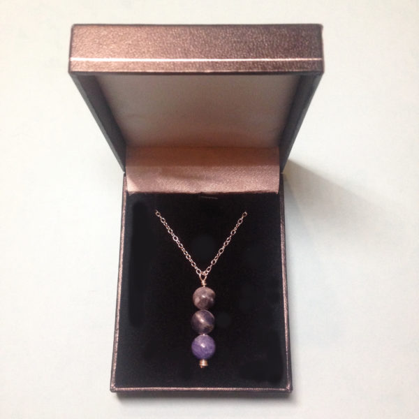 Sodalite triple bead 925 sterling silver necklace in gift box