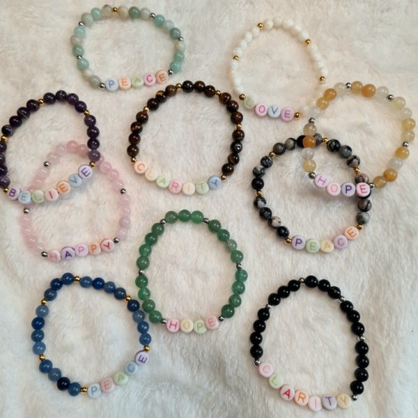 photo of a variety of affirmation Bracelets