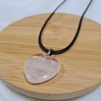 Rose Quartz heart pendant on a cord necklace