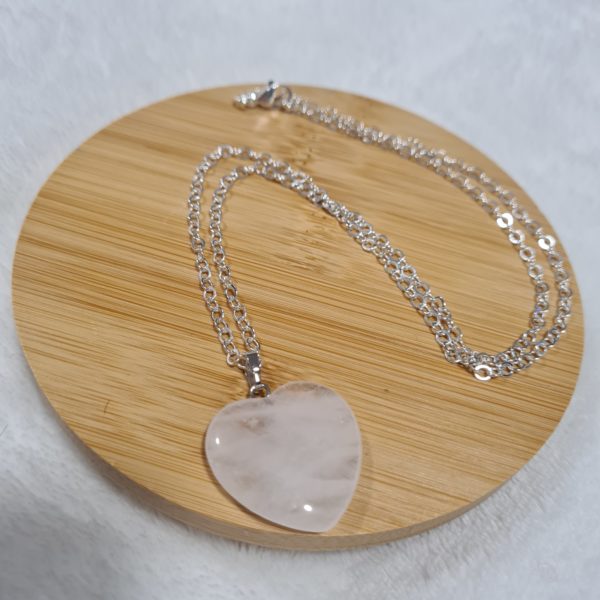 Rose Quartz heart pendant on a chain necklace