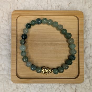 Green Aventurine bracelet with gold elephant bead and no charm