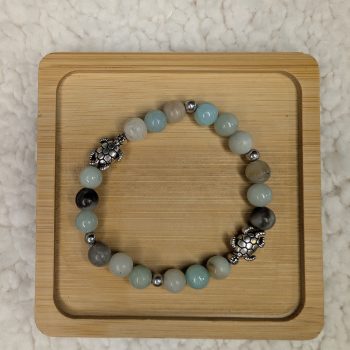 Amazonite bracelet with two turtle beads