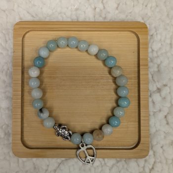 Amazonite bracelet with one turtle bead and charm