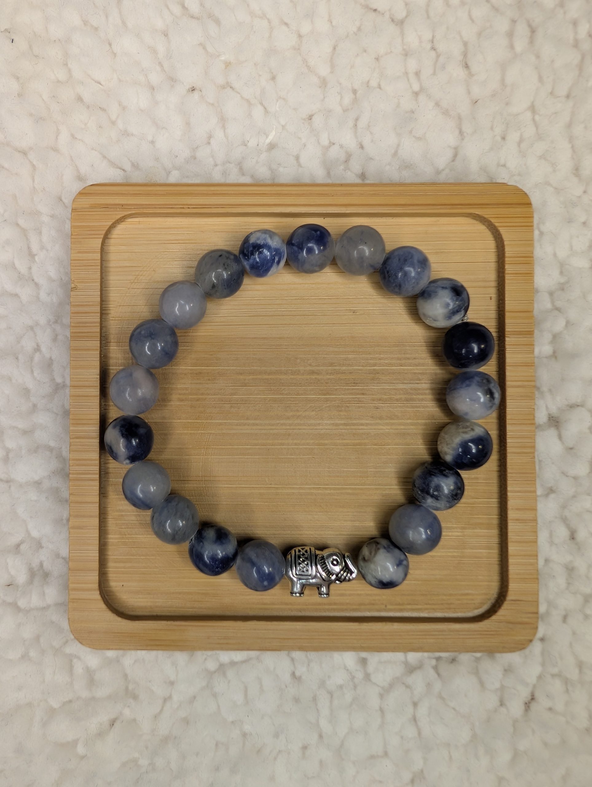 Sodalite Silver Elephant Bracelet
